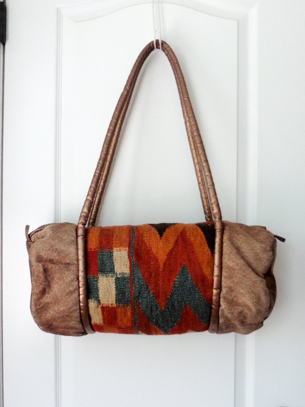 Vintage 80s Y2K Designer Rose Aronin for Roseeni Kilim Duffle Bag Purse
